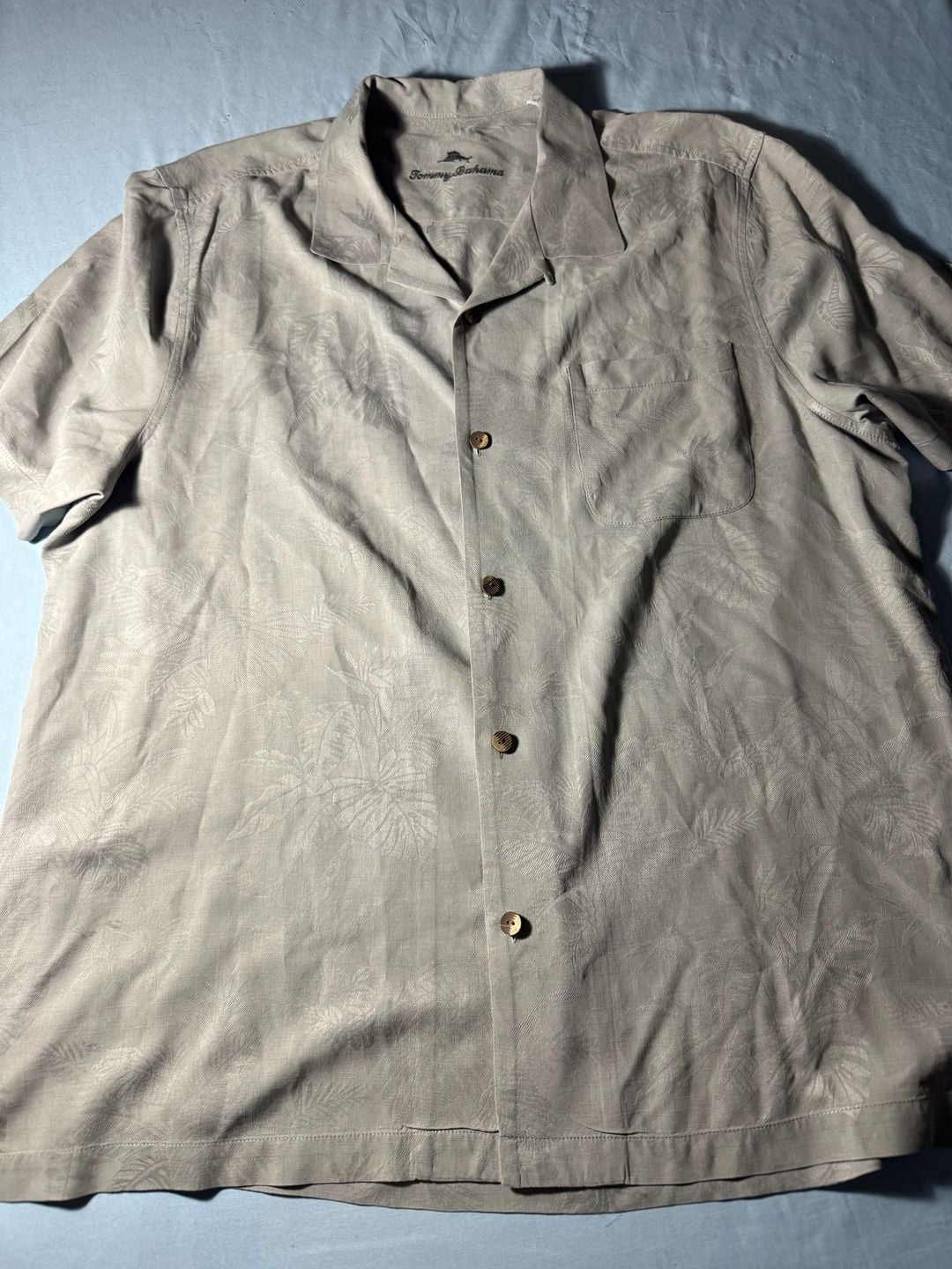 Tommy Bahama Silk Camp Shirt Size XL Gray 3