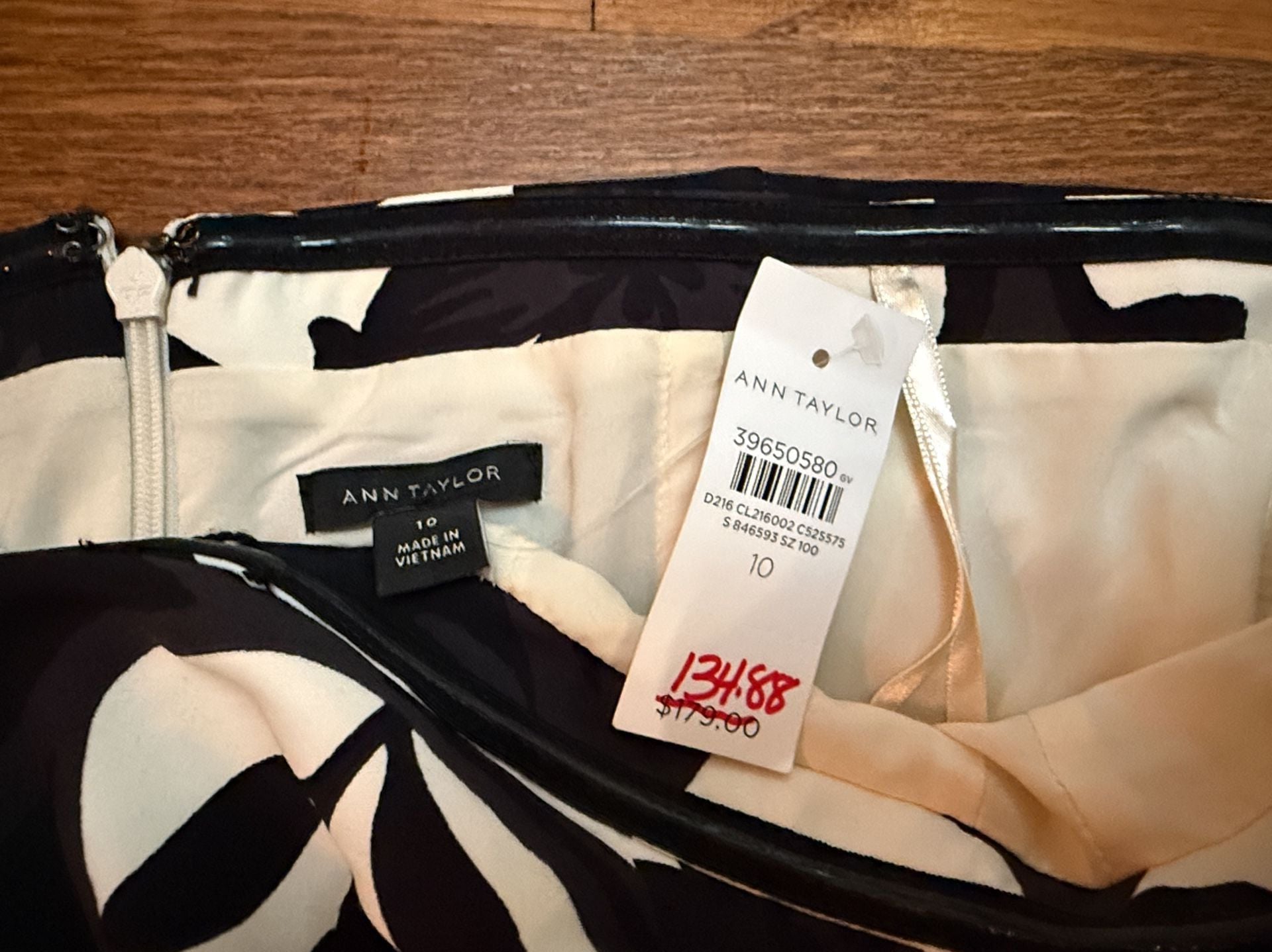 Black and White Floral Strapless Dress 4