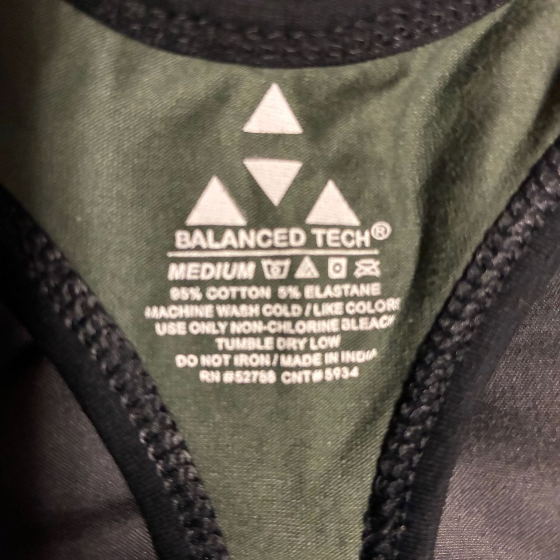 Balanced Tech Active Cotton Racerback Bra Size M Thyme Green 3