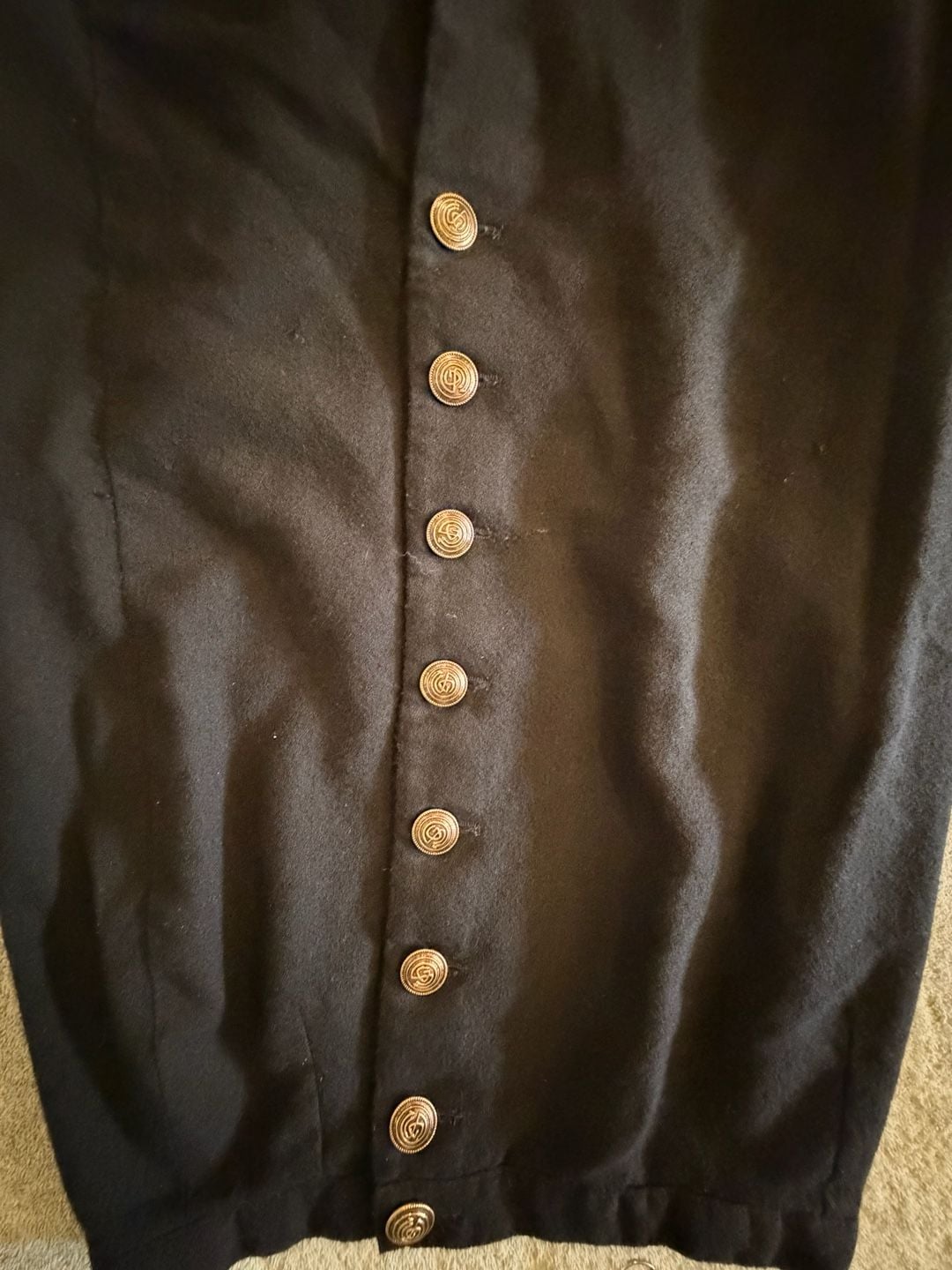 VTG Sergio Sant' Angelo Black 100% Wool Button Front Skirt Golden Collection 3
