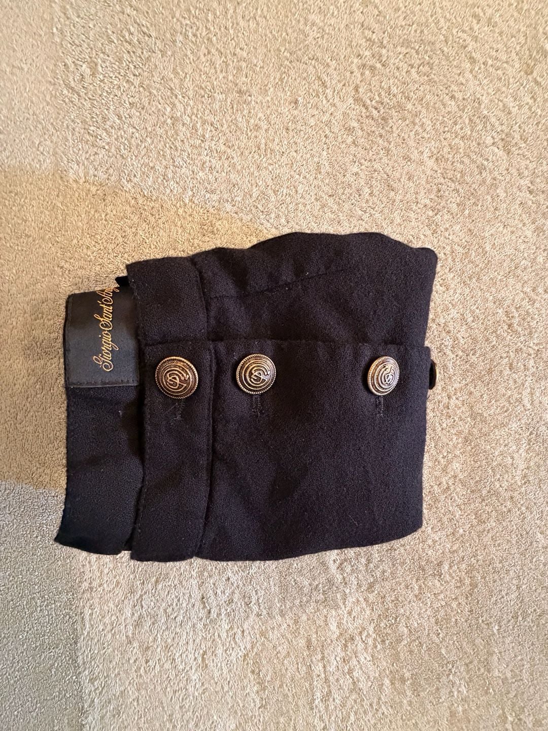 VTG Sergio Sant' Angelo Black 100% Wool Button Front Skirt Golden Collection 9