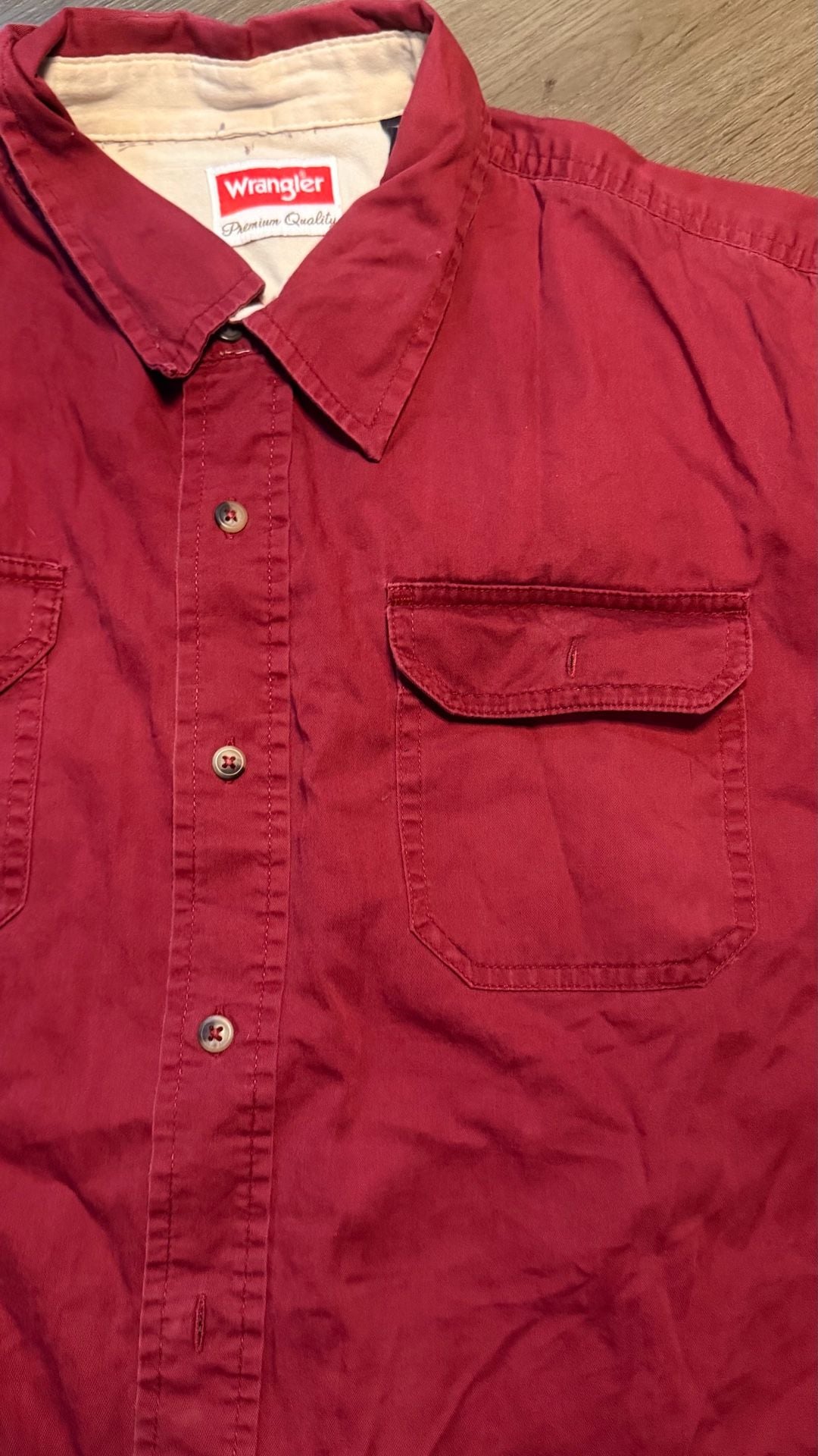 Wrangler Short Sleeve Button Down Shirt Size XL Red Cotton 2