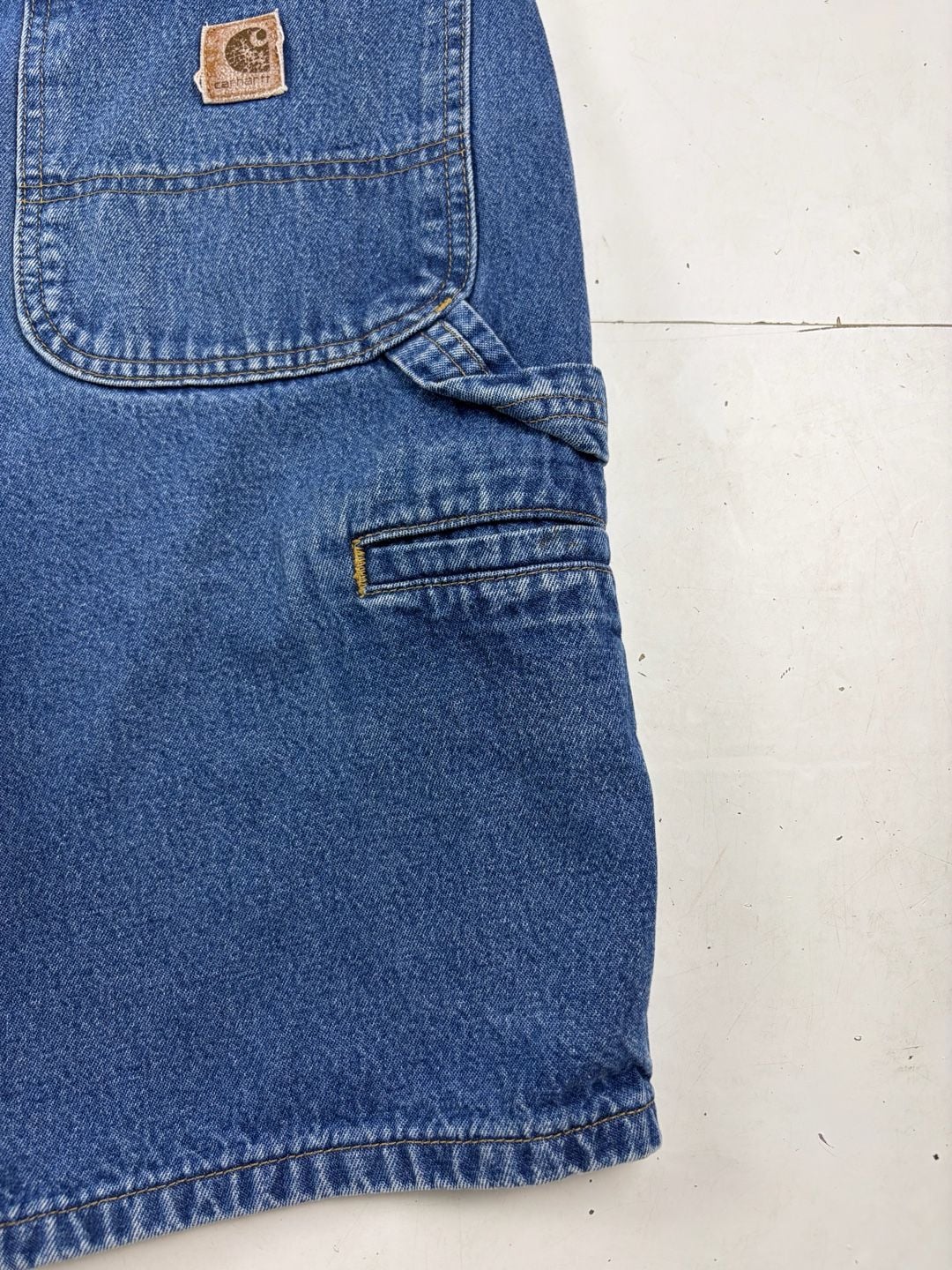 Carhartt Denim Utility Shorts Blue Cotton Workwear Size 32” waist (OF) *light stain 13