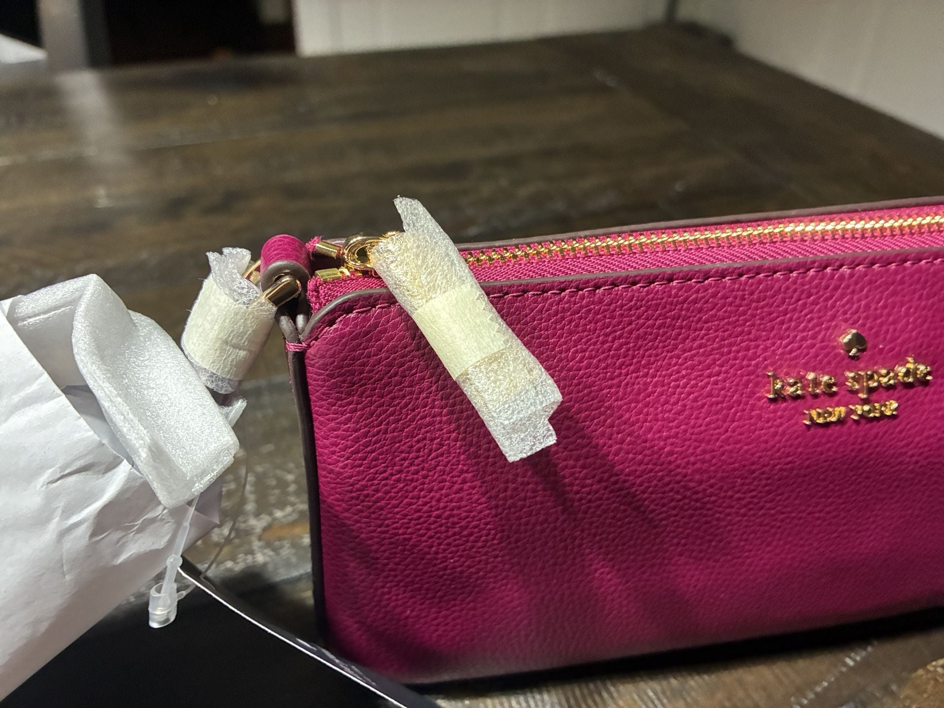 Kate Spade Gemini MiniConvertible Wristlet Dark Raspberry Pink Leather KP134 NEW 7