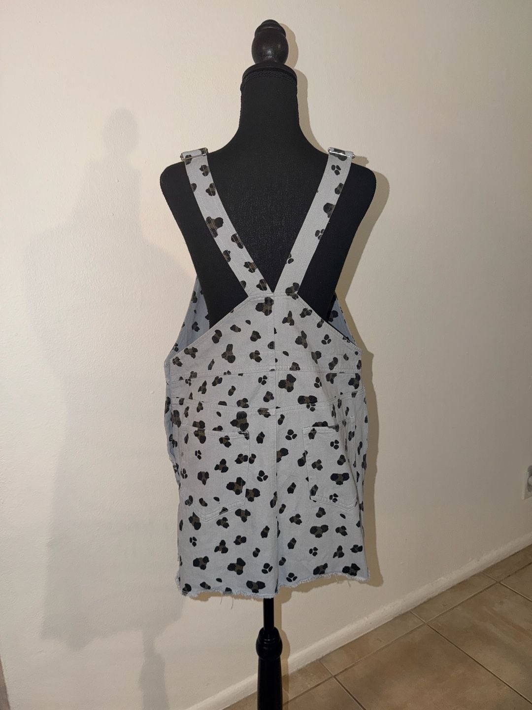 Leopard Print Denim Overall Dress Size S 4