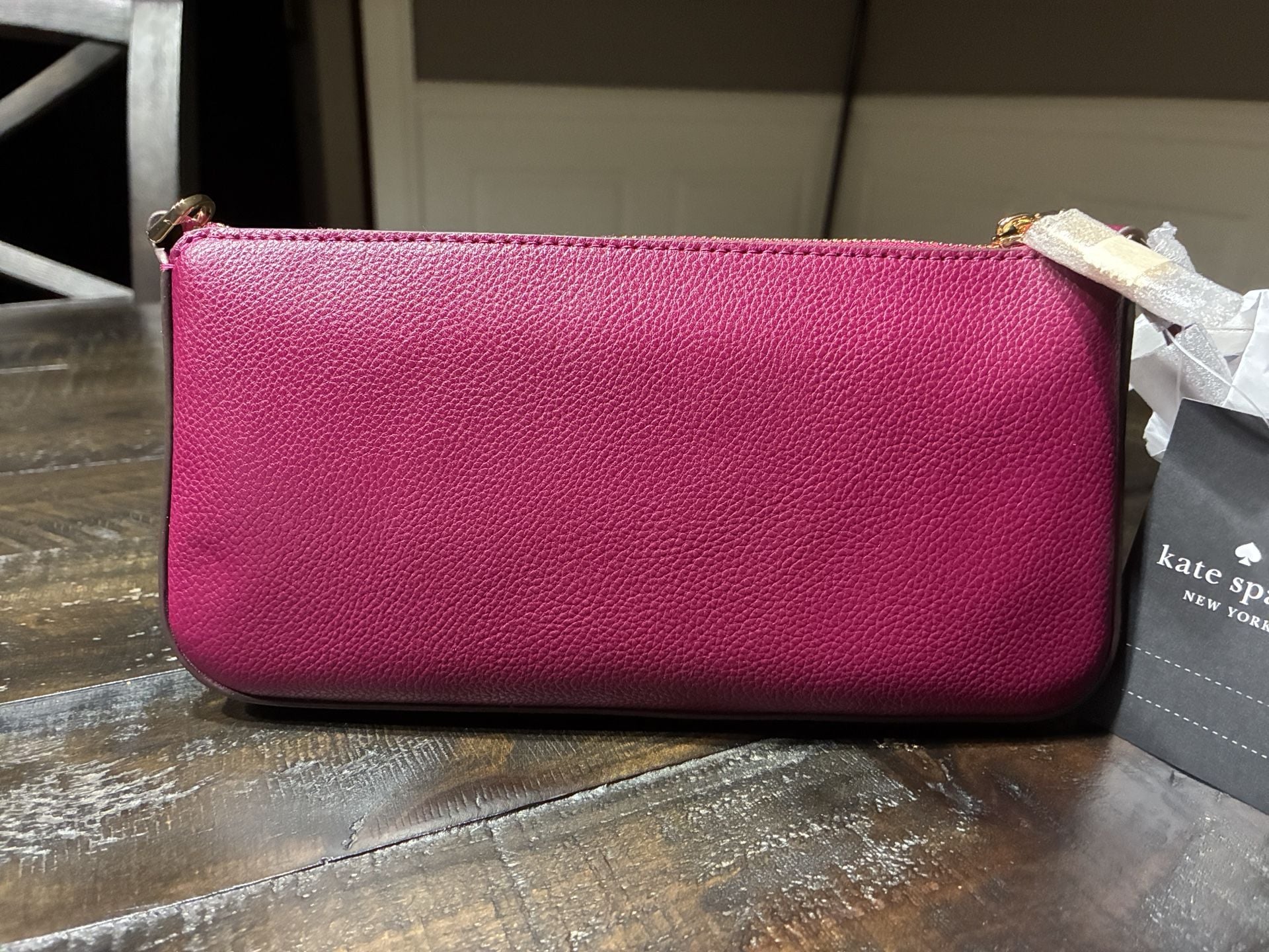 Kate Spade Gemini MiniConvertible Wristlet Dark Raspberry Pink Leather KP134 NEW 9