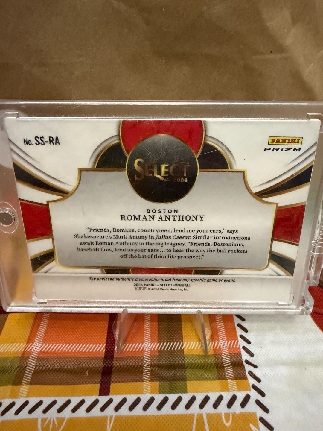 2024 Panini Select Roman Anthony Selective Swatches Baseball Card 2