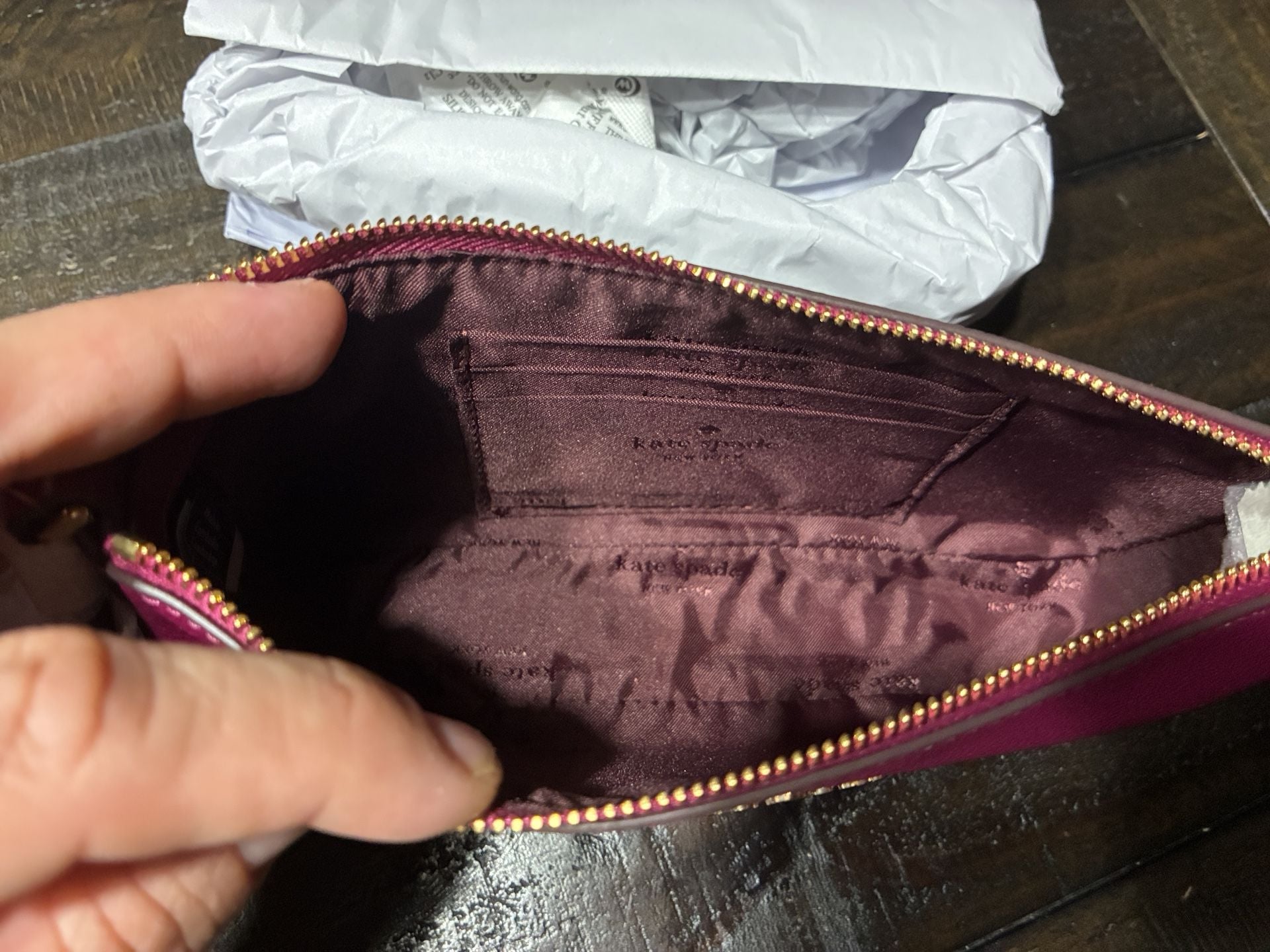 Kate Spade Gemini MiniConvertible Wristlet Dark Raspberry Pink Leather KP134 NEW 10