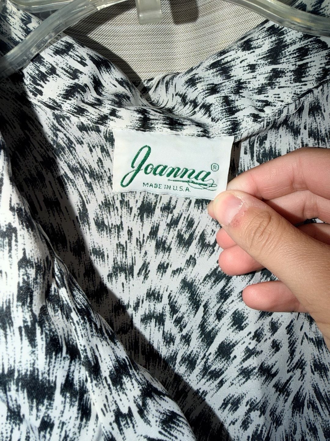 Joanna Vintage Short Sleeve Blouse Black White Animal Print Made in USA 3