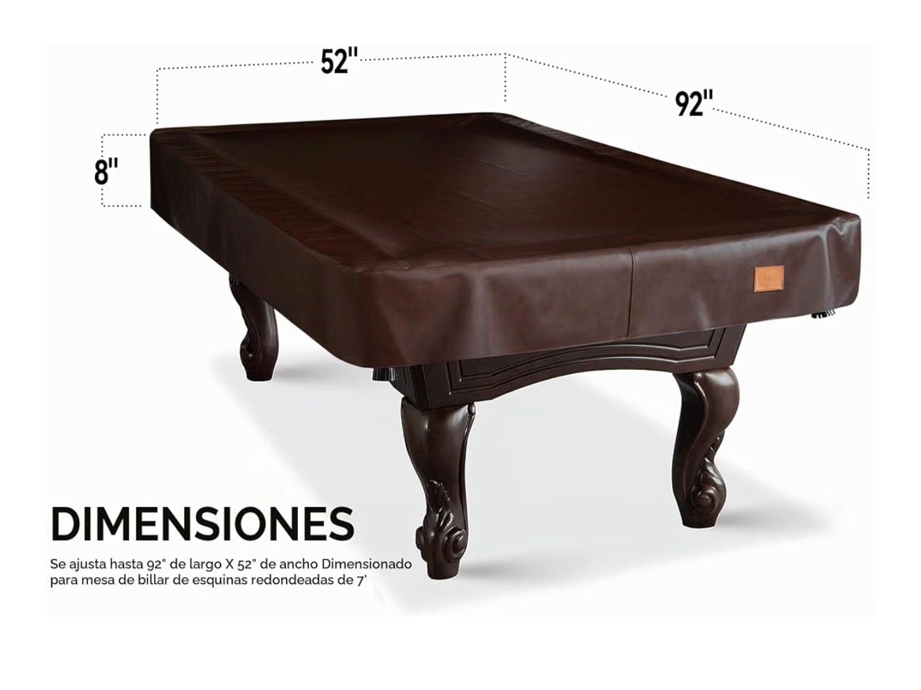 Bearcover Pool Table Cover 92x52 Leatherette Brown 2