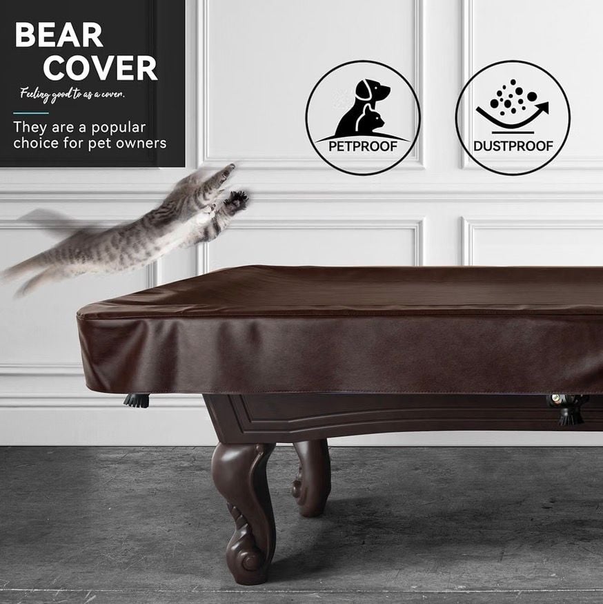 Bearcover Pool Table Cover 92x52 Leatherette Brown 4