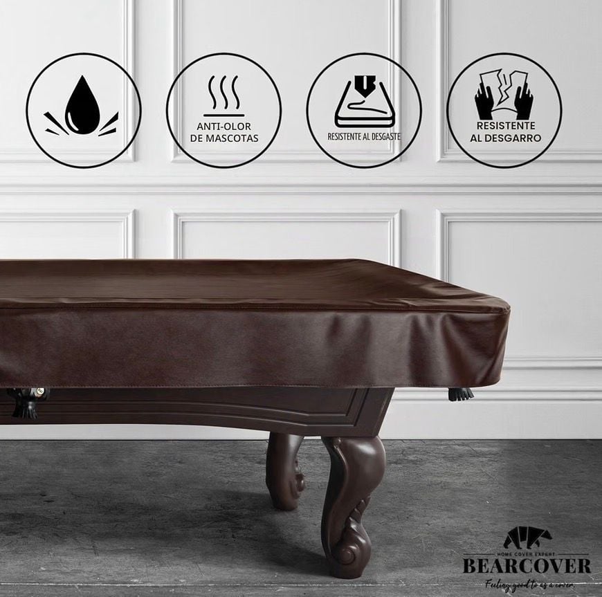 Bearcover Pool Table Cover 92x52 Leatherette Brown 5