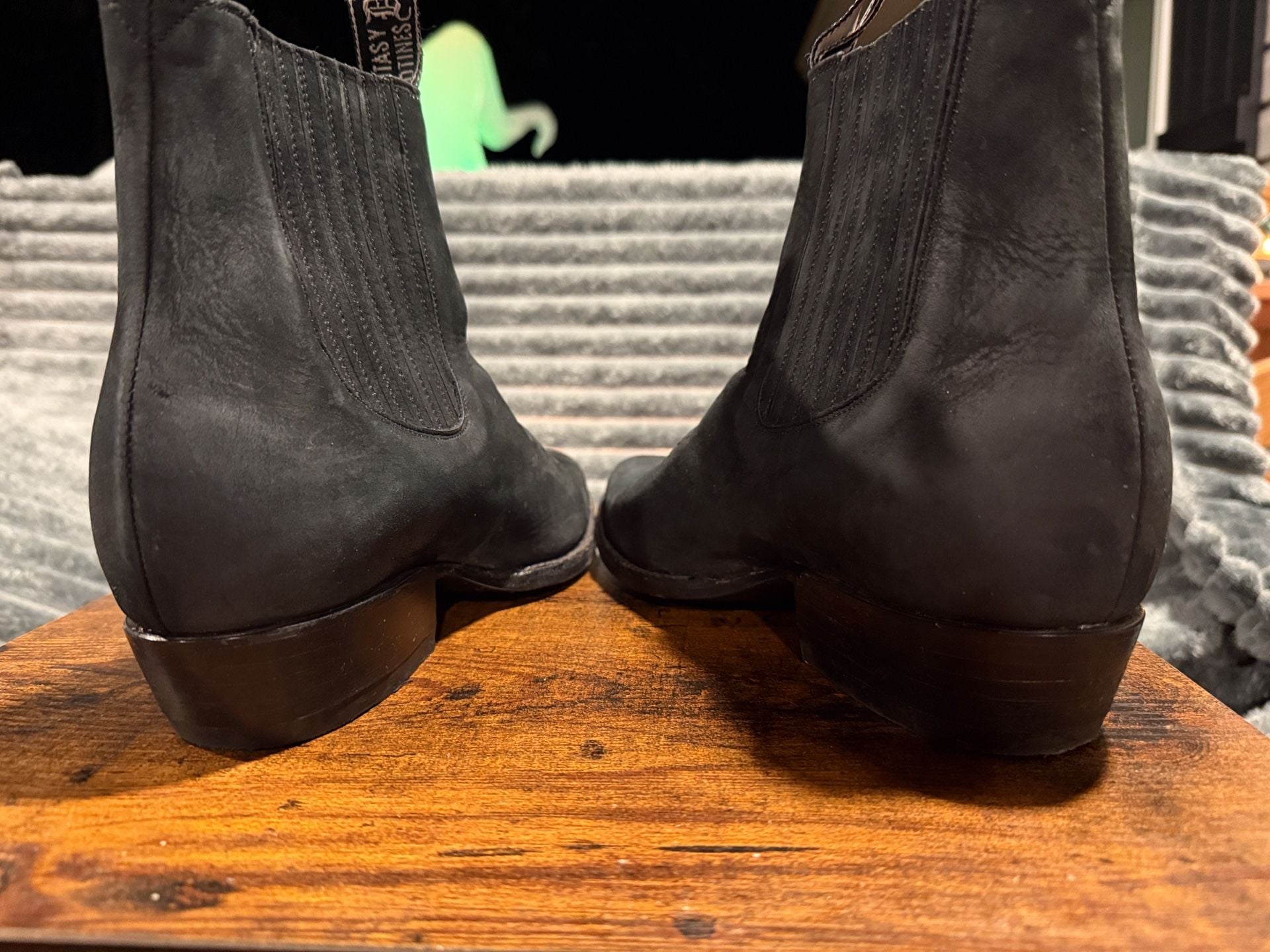 Botas Jaca Western Chelsea Boots Black Leather Pointed Toe Pull Tabs 7