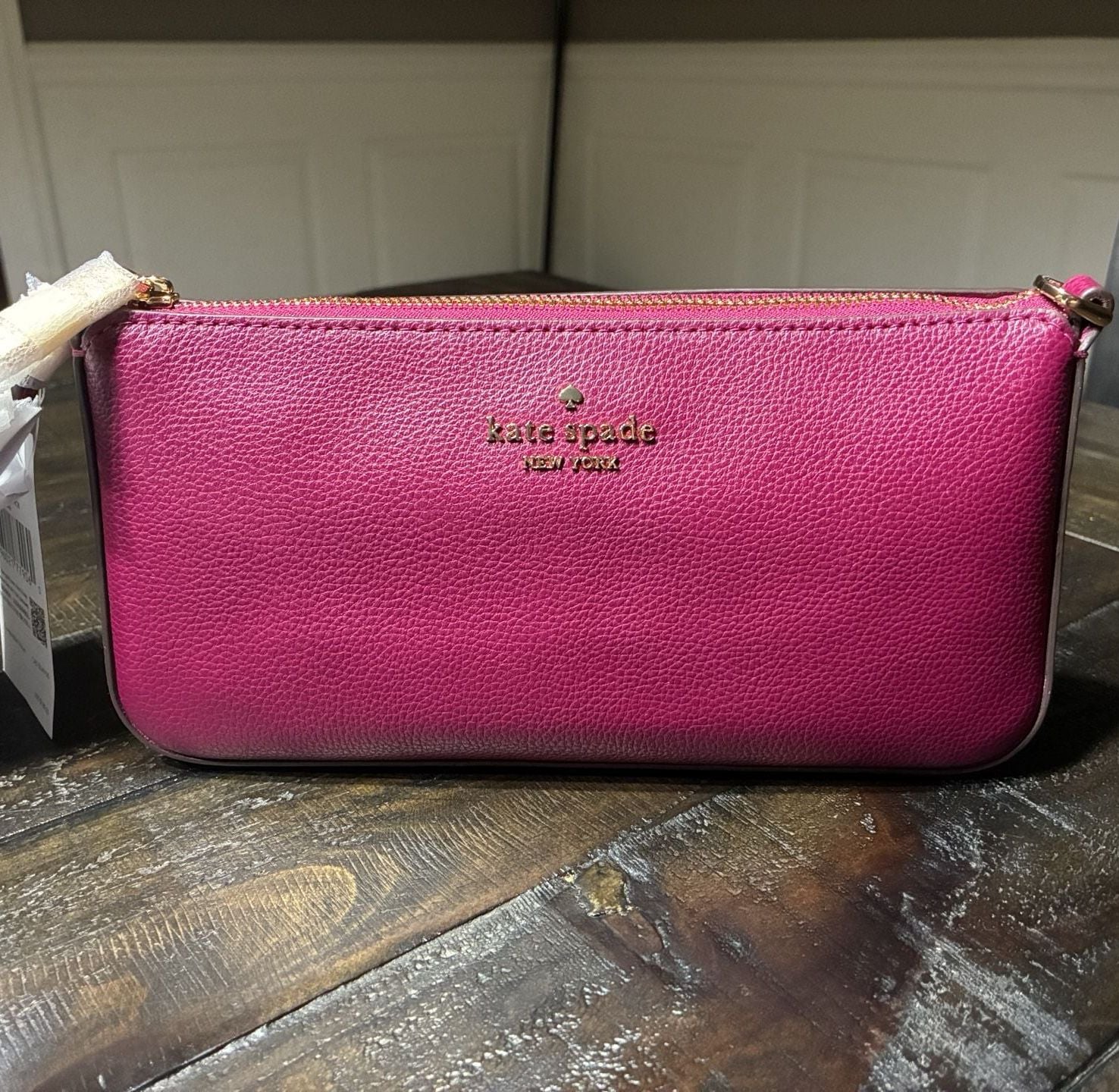 Kate Spade Gemini MiniConvertible Wristlet Dark Raspberry Pink Leather KP134 NEW 2