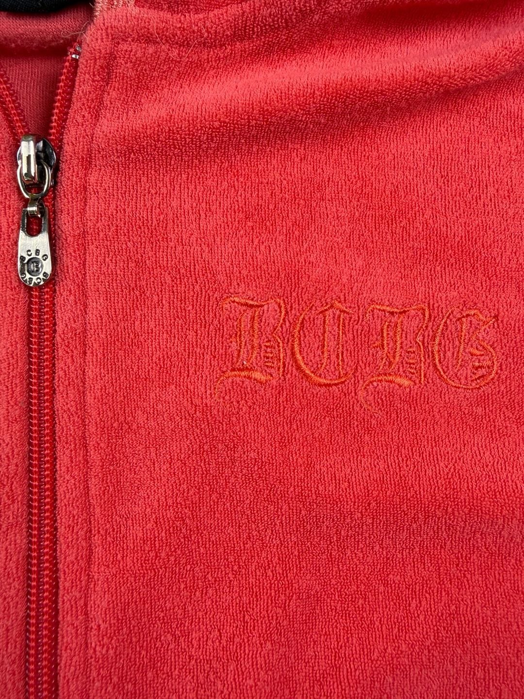 BCBG Max Azria Full Zip Hoodie Red Velour Size M (OF) 4