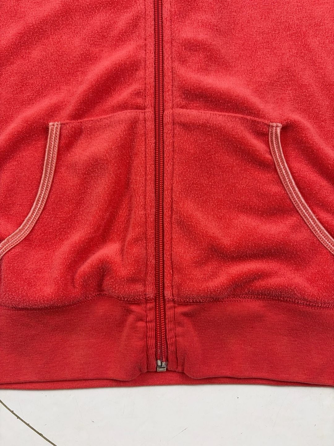 BCBG Max Azria Full Zip Hoodie Red Velour Size M (OF) 7