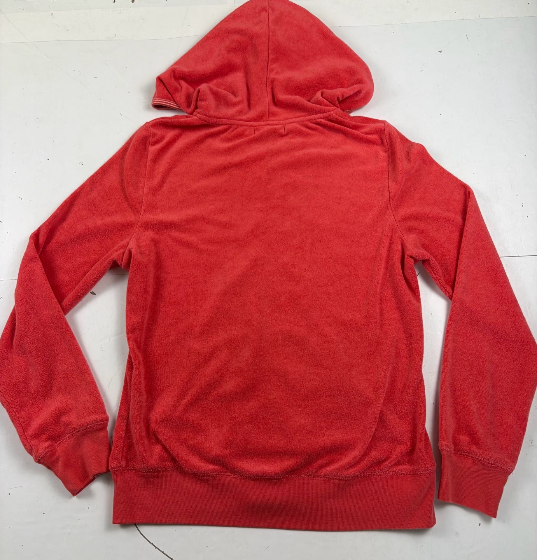 BCBG Max Azria Full Zip Hoodie Red Velour Size M (OF) 9
