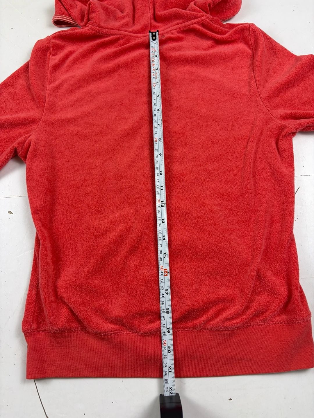 BCBG Max Azria Full Zip Hoodie Red Velour Size M (OF) 15