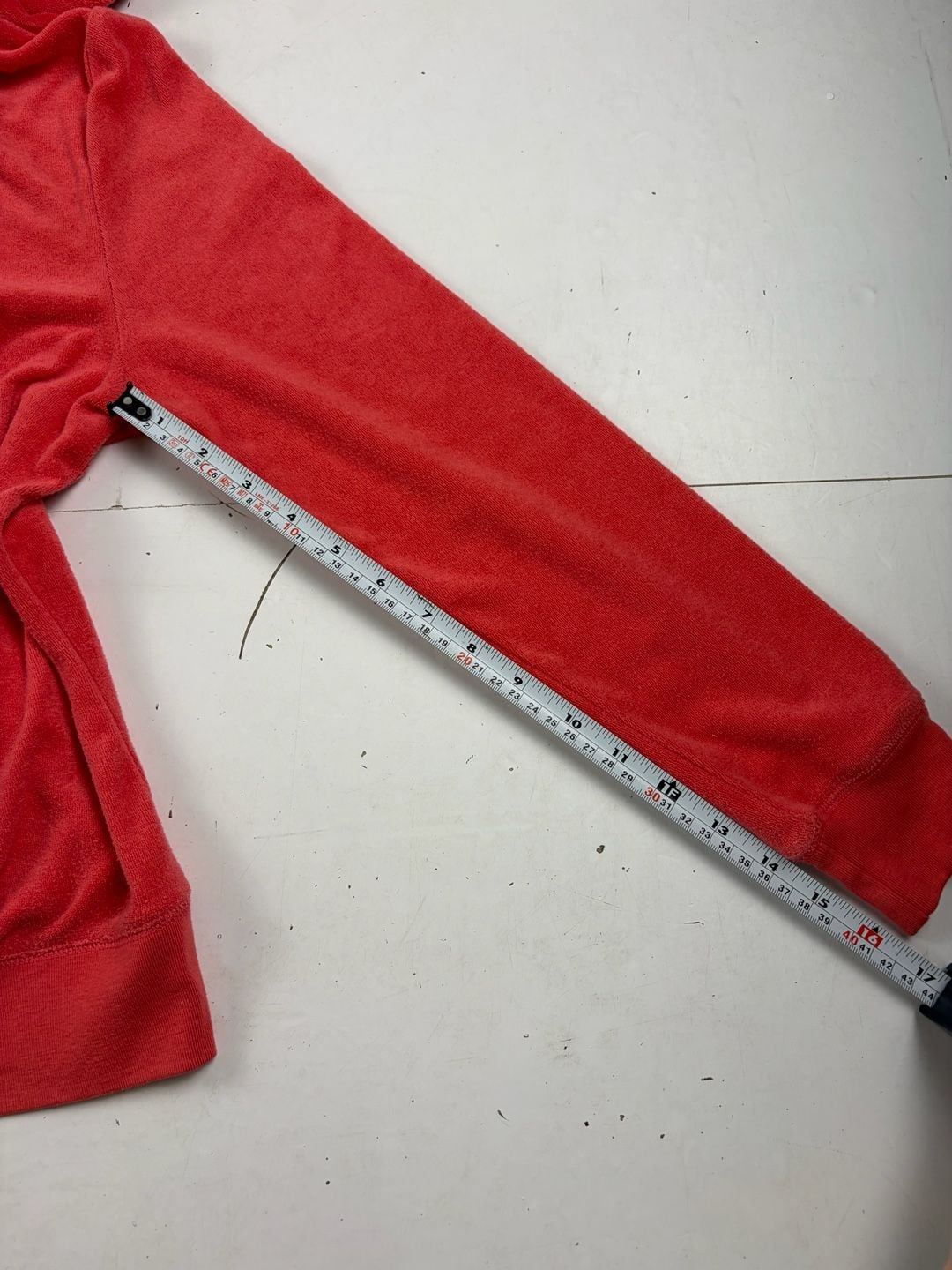 BCBG Max Azria Full Zip Hoodie Red Velour Size M (OF) 17