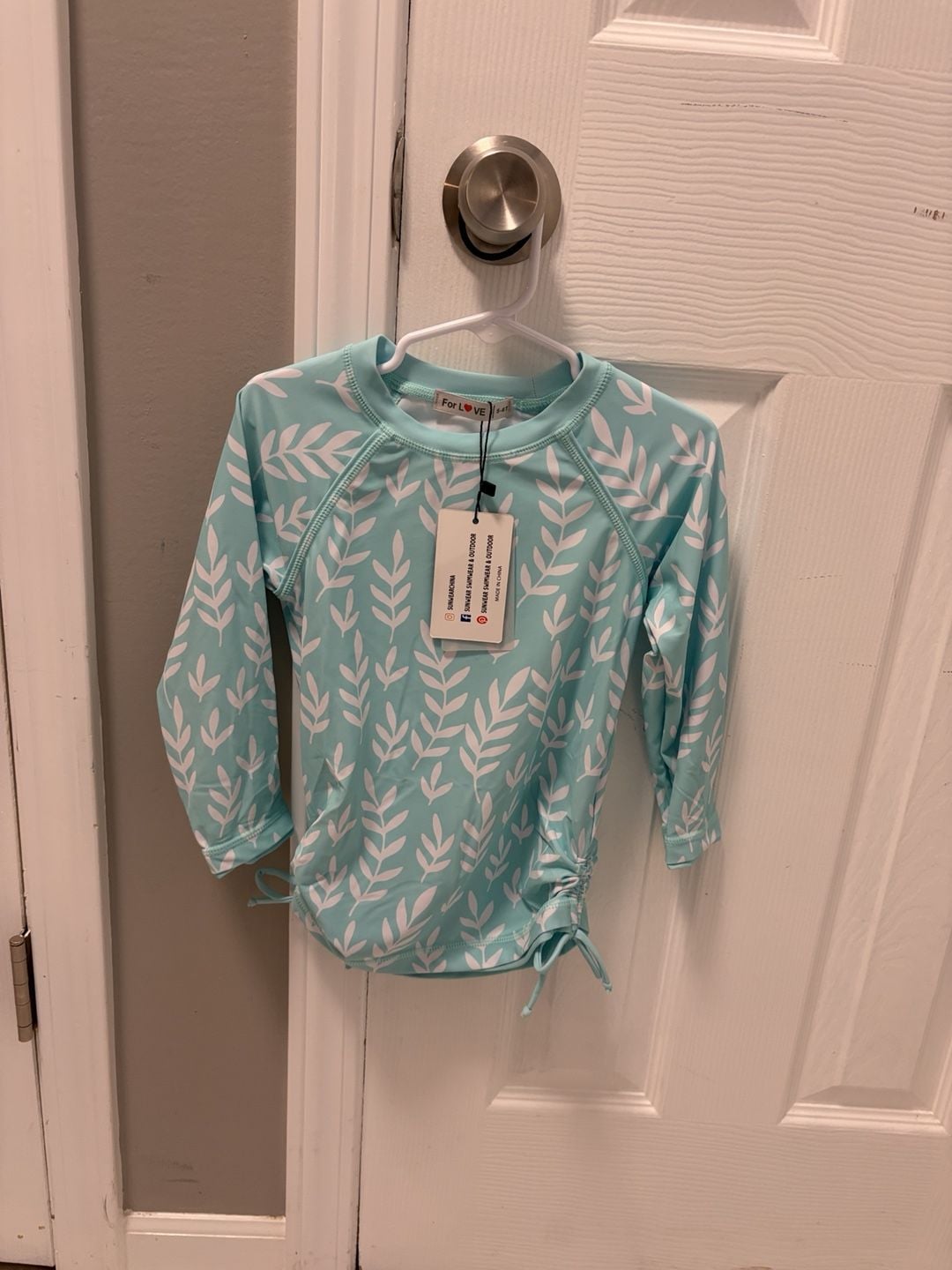 For Love child’s swim top Size 5-6T Teal Leaf 2
