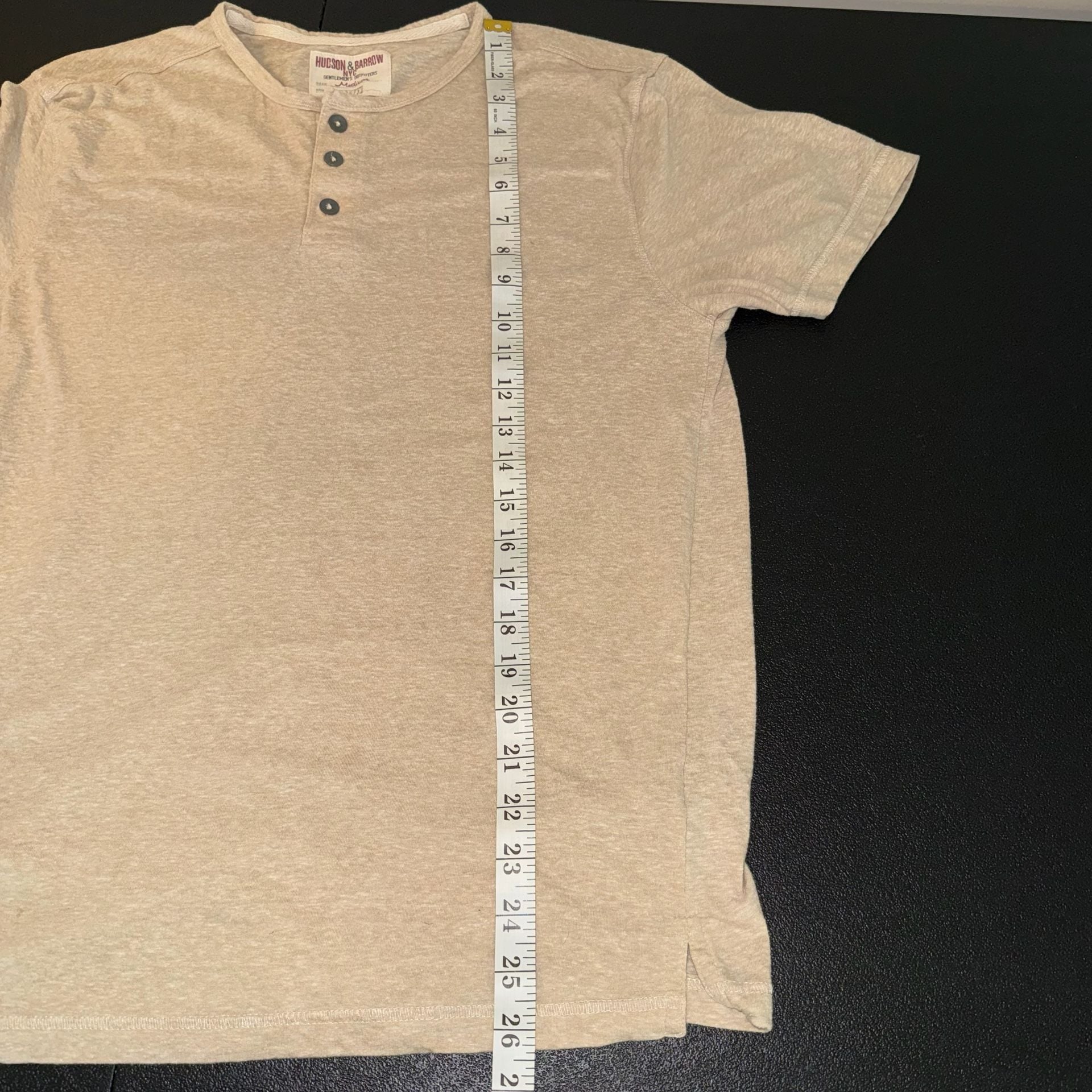 Hudson & Barrow Henley Shirt Size Medium Tan Short Sleeve 7