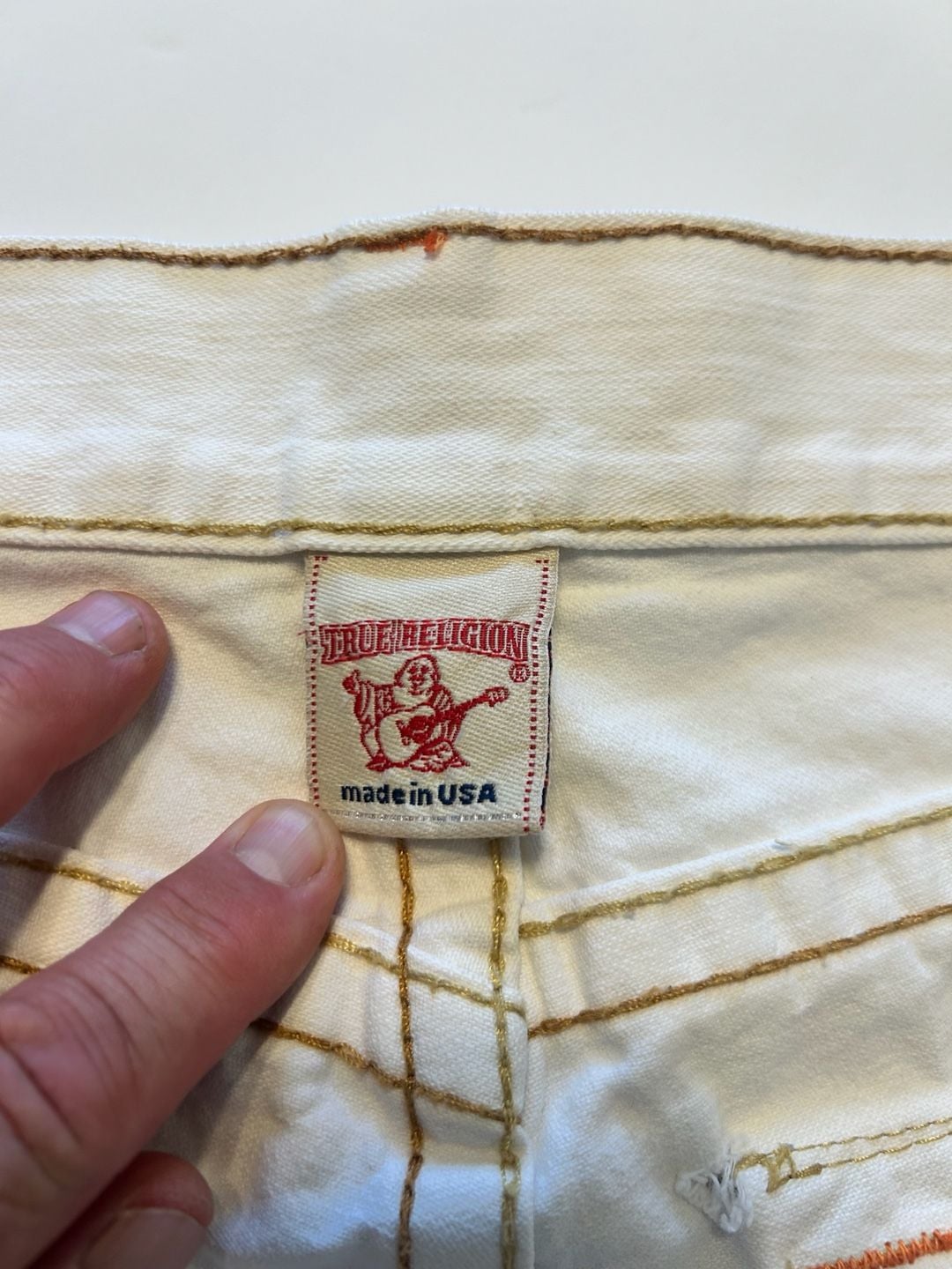 True Religion White Denim Shorts Size 38 3
