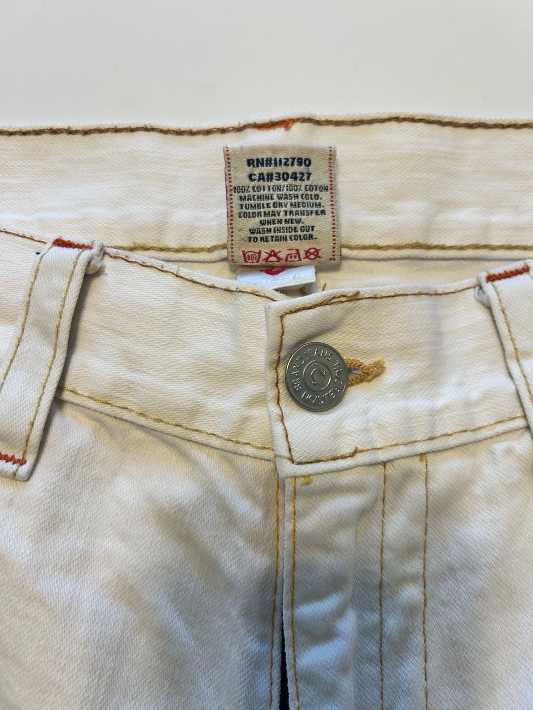True Religion White Denim Shorts Size 38 5