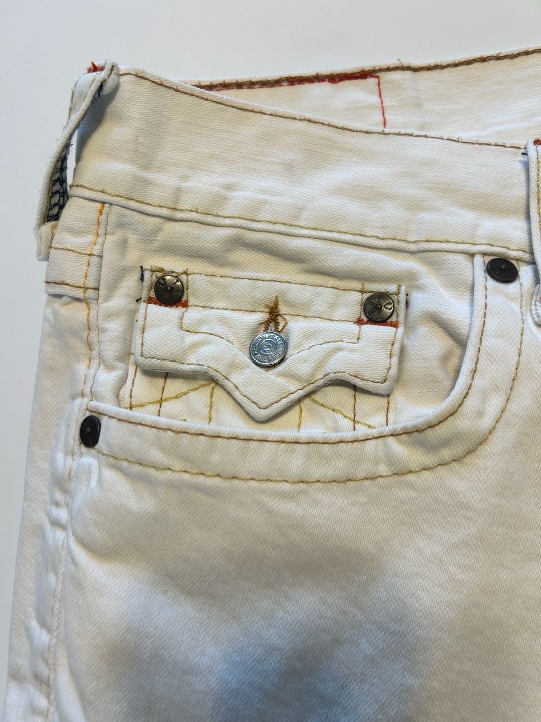 True Religion White Denim Shorts Size 38 7