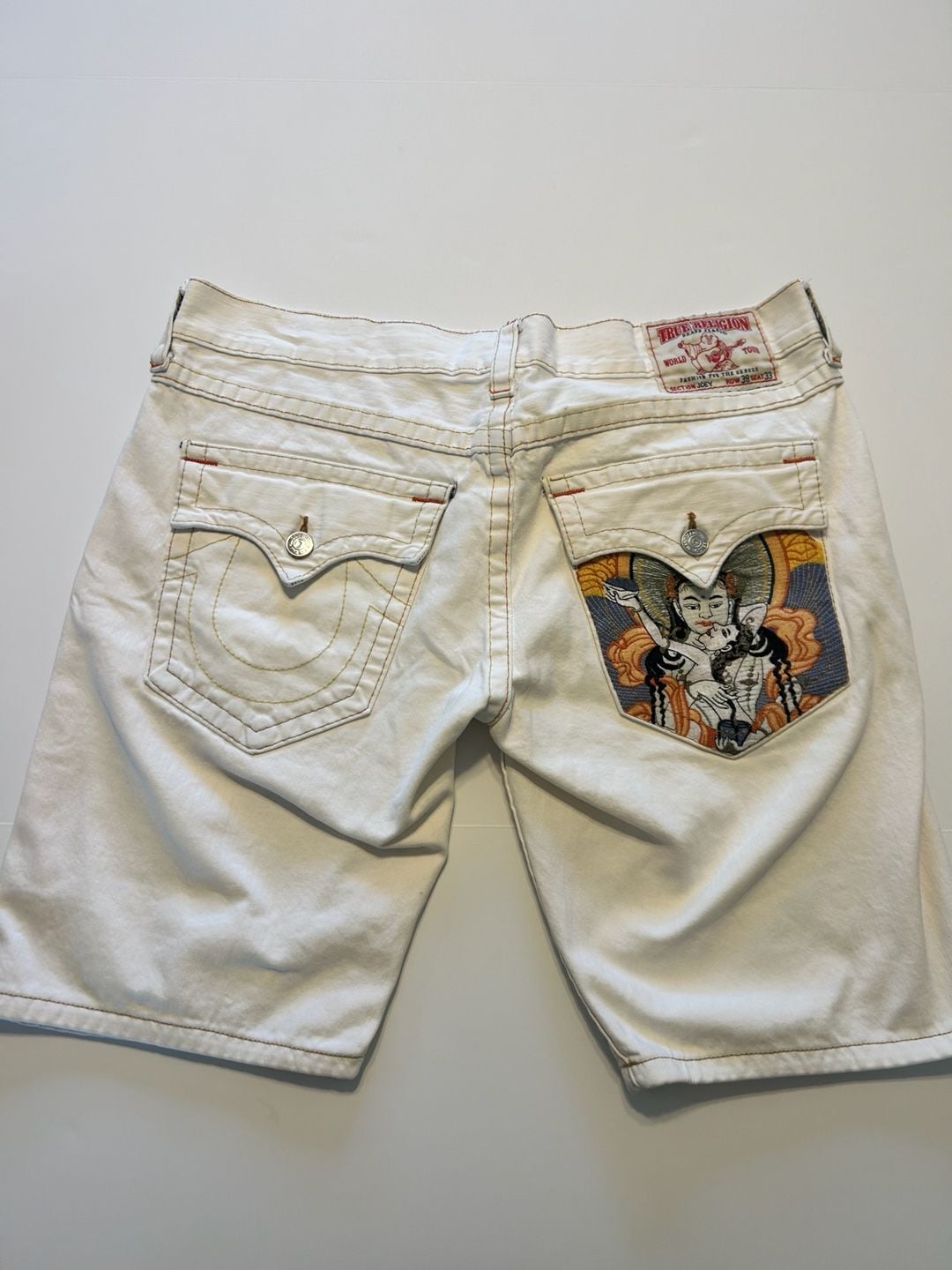 True Religion White Denim Shorts Size 38 9