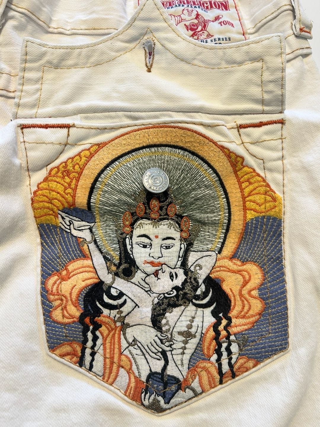 True Religion White Denim Shorts Size 38 12