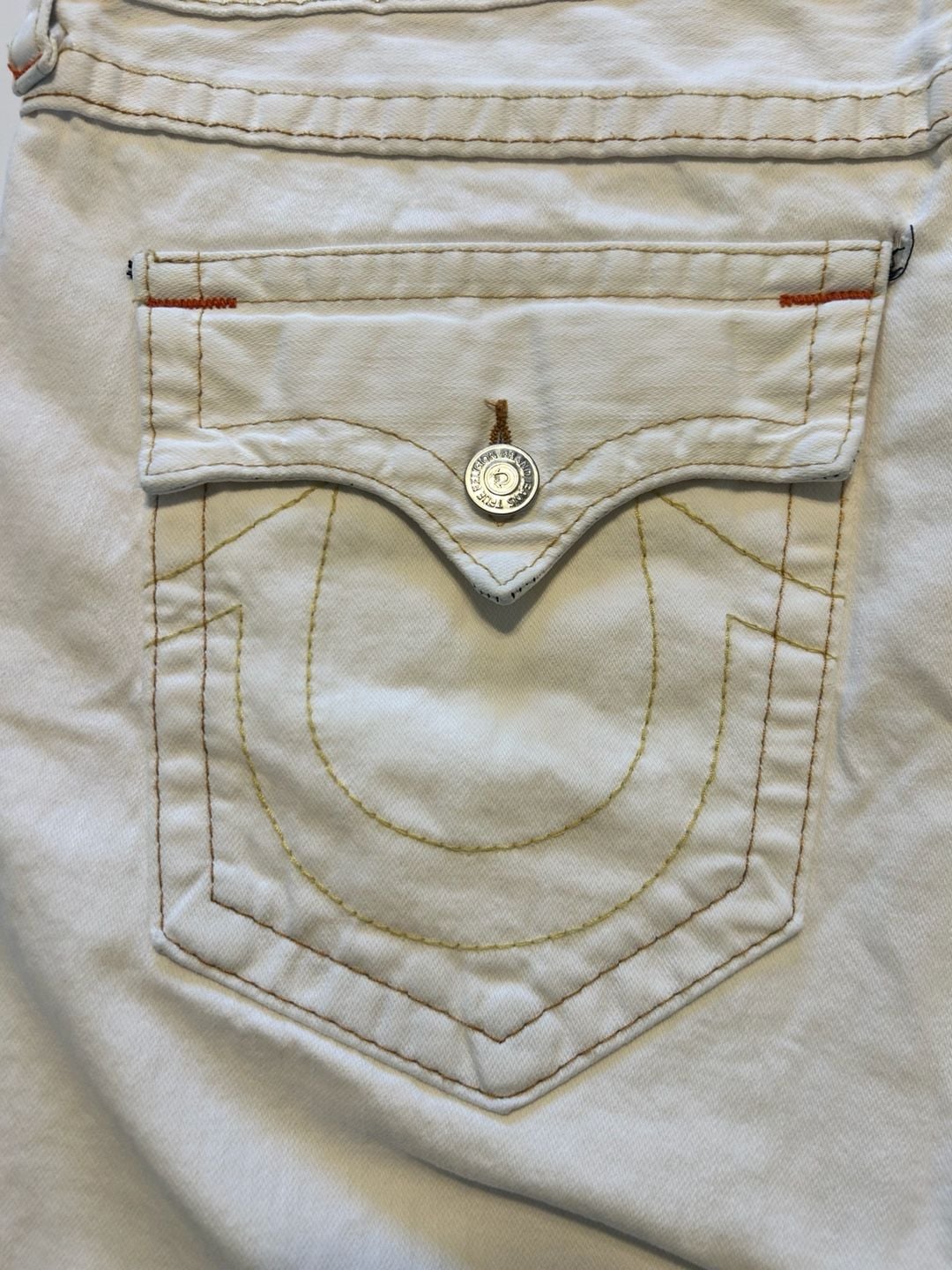 True Religion White Denim Shorts Size 38 14