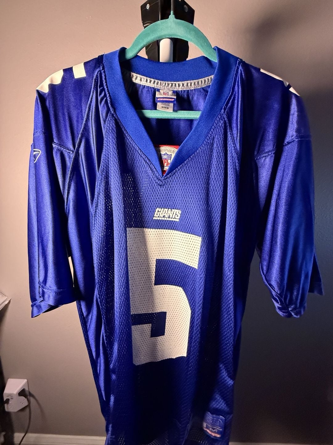 Reebok NFL New York Giants Jersey Size M Blue White #5 Kerry Collins 4