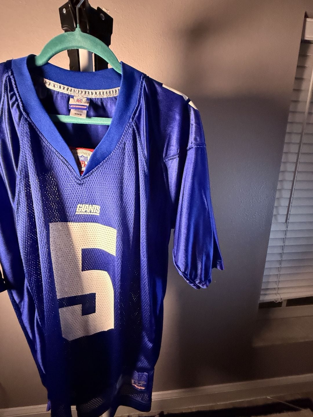 Reebok NFL New York Giants Jersey Size M Blue White #5 Kerry Collins 5