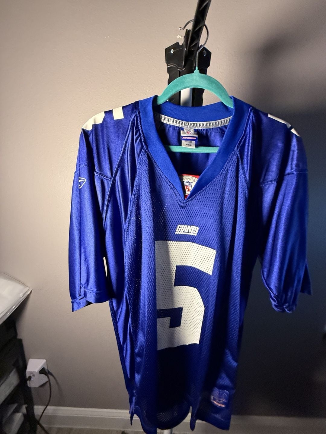Reebok NFL New York Giants Jersey Size M Blue White #5 Kerry Collins 6