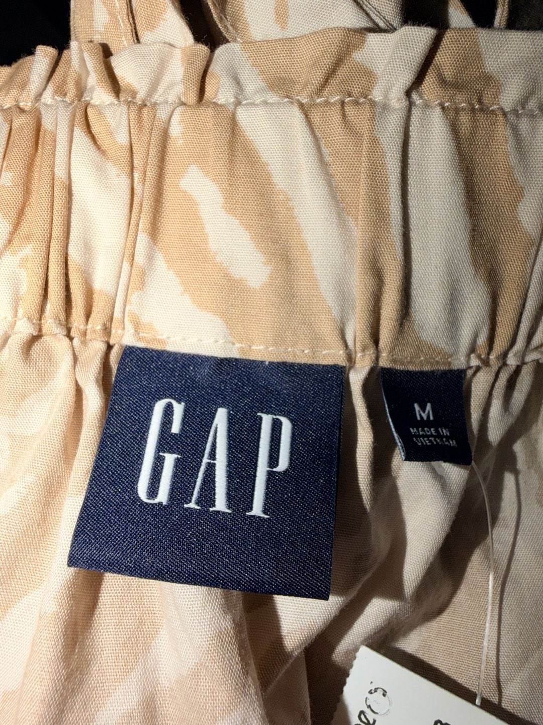 Gap Tank Top Size M Beige Animal Print Smocked Crossover Back 4