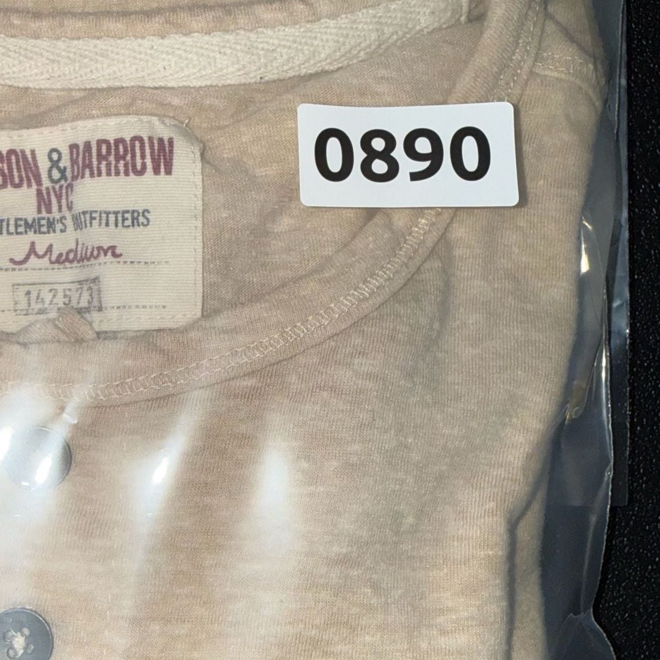Hudson & Barrow Henley Shirt Size Medium Tan Short Sleeve 8