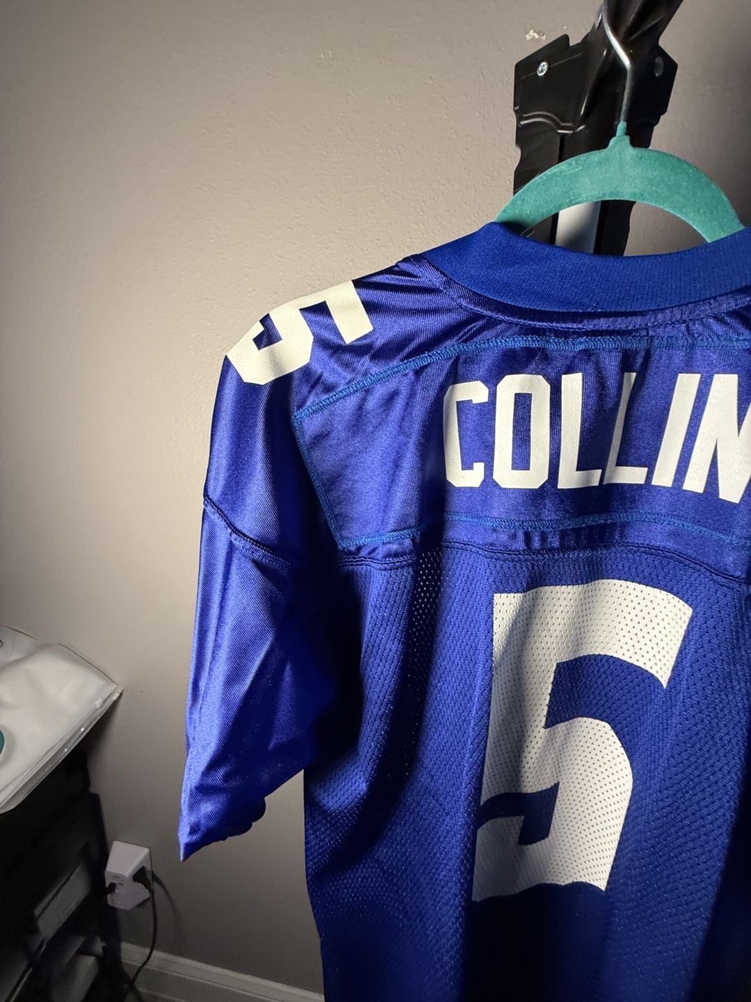 Reebok NFL New York Giants Jersey Size M Blue White #5 Kerry Collins 10