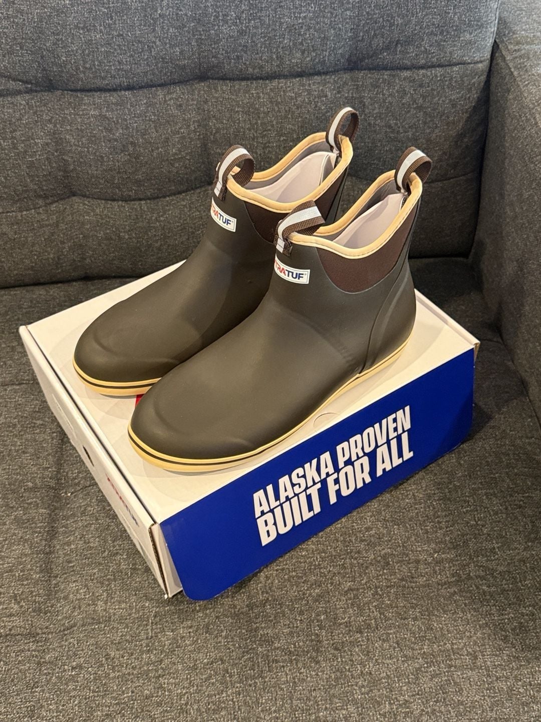 12M - XTRATUF Ankle Boots Brown Rubber Deck Boots 2