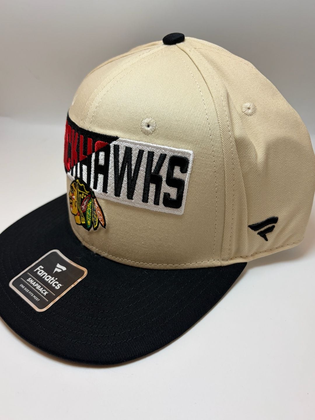 Fanatics Chicago Blackhawks Snapback Hat One Size Fits Most Cream Black NHL 5