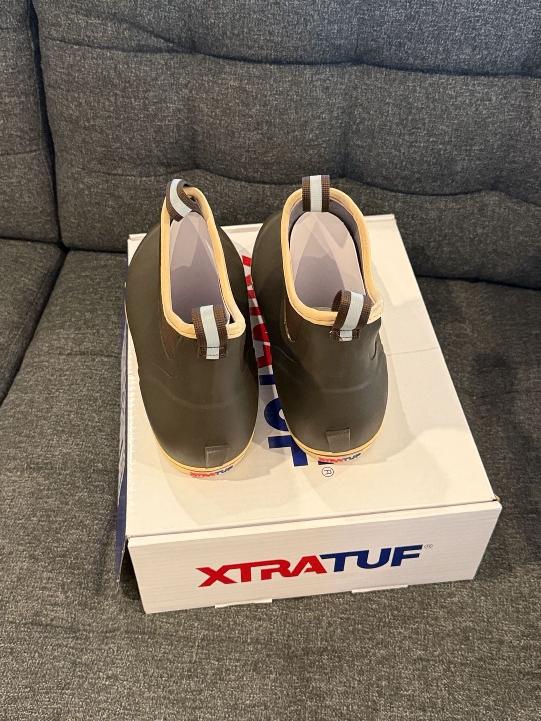 12M - XTRATUF Ankle Boots Brown Rubber Deck Boots 4