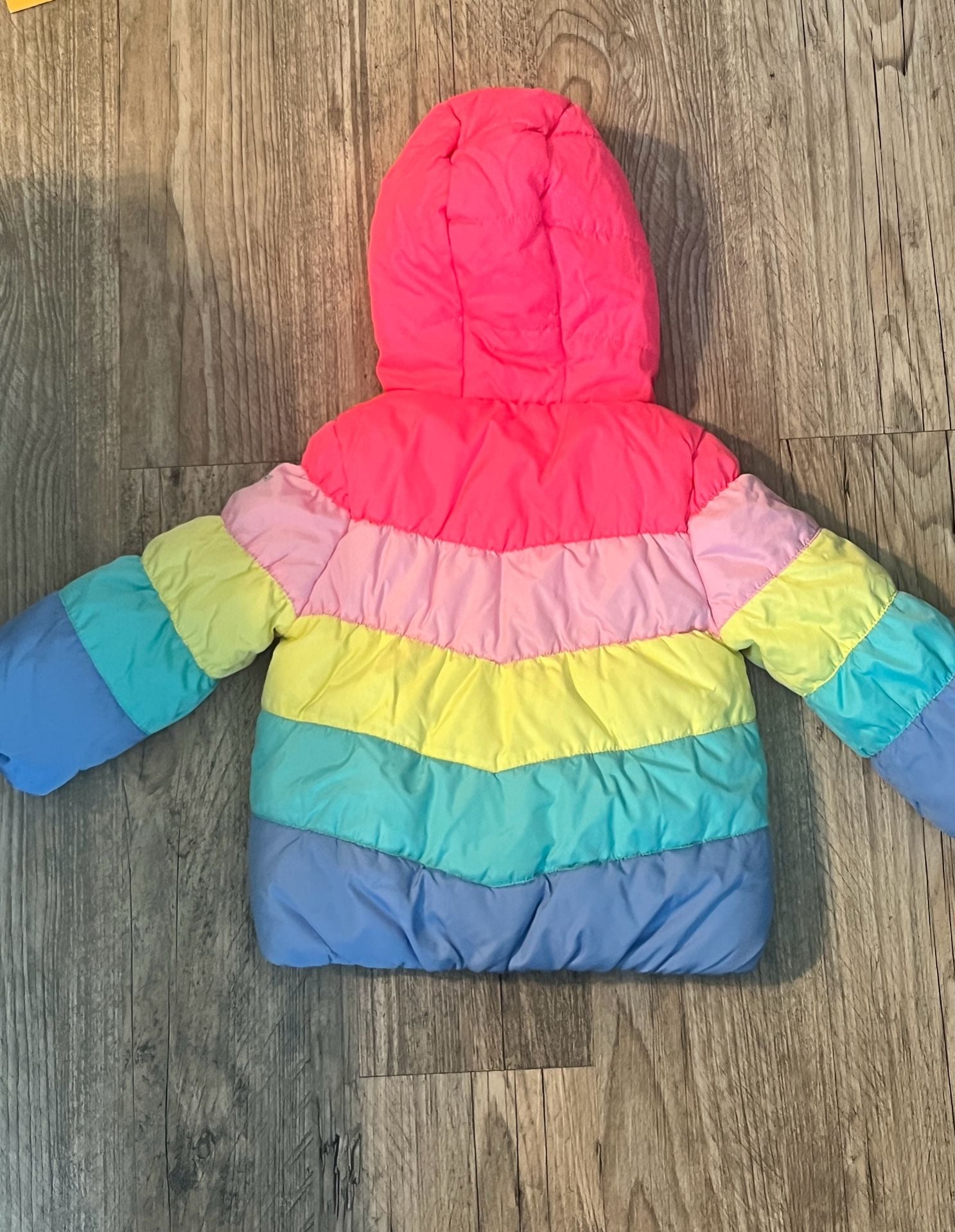 OshKosh BGosh Puffer Jacket 24M Multicolor Striped Hooded Winter Coat 4