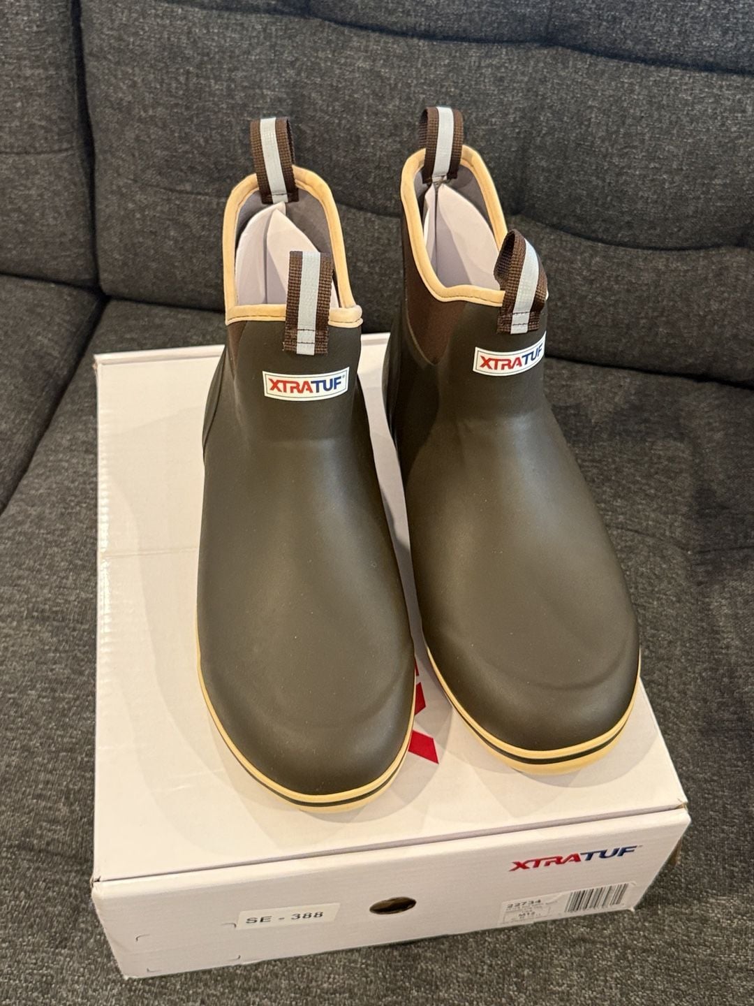 12M - XTRATUF Ankle Boots Brown Rubber Deck Boots 6