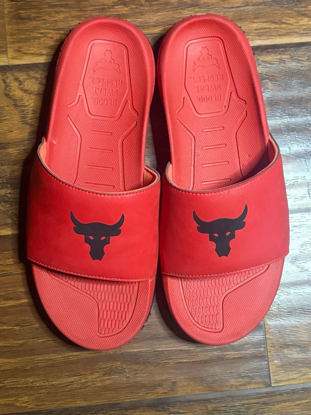 Under Armour Project Rock Slide Sandals Red Black 2