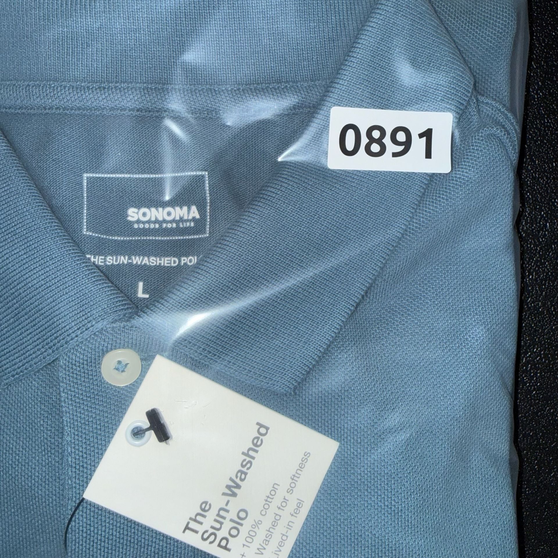100% Cotton Sonoma Goods For Life The Sun-Washed Polo Size L Blue 7