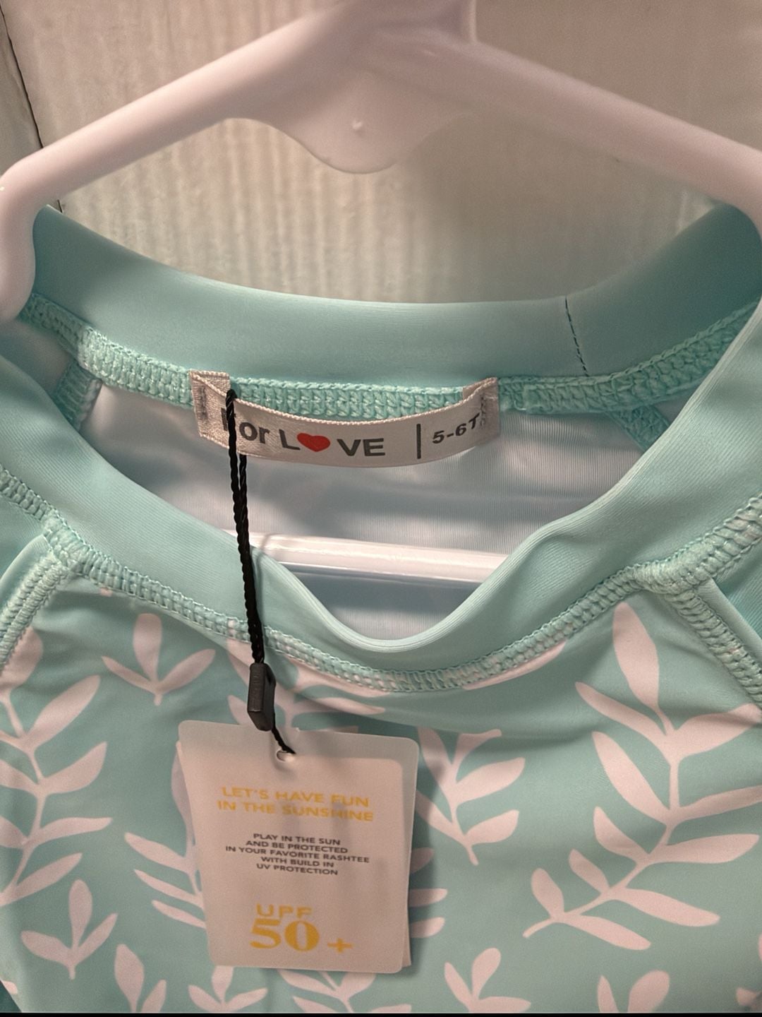For Love child’s swim top Size 5-6T Teal Leaf 3