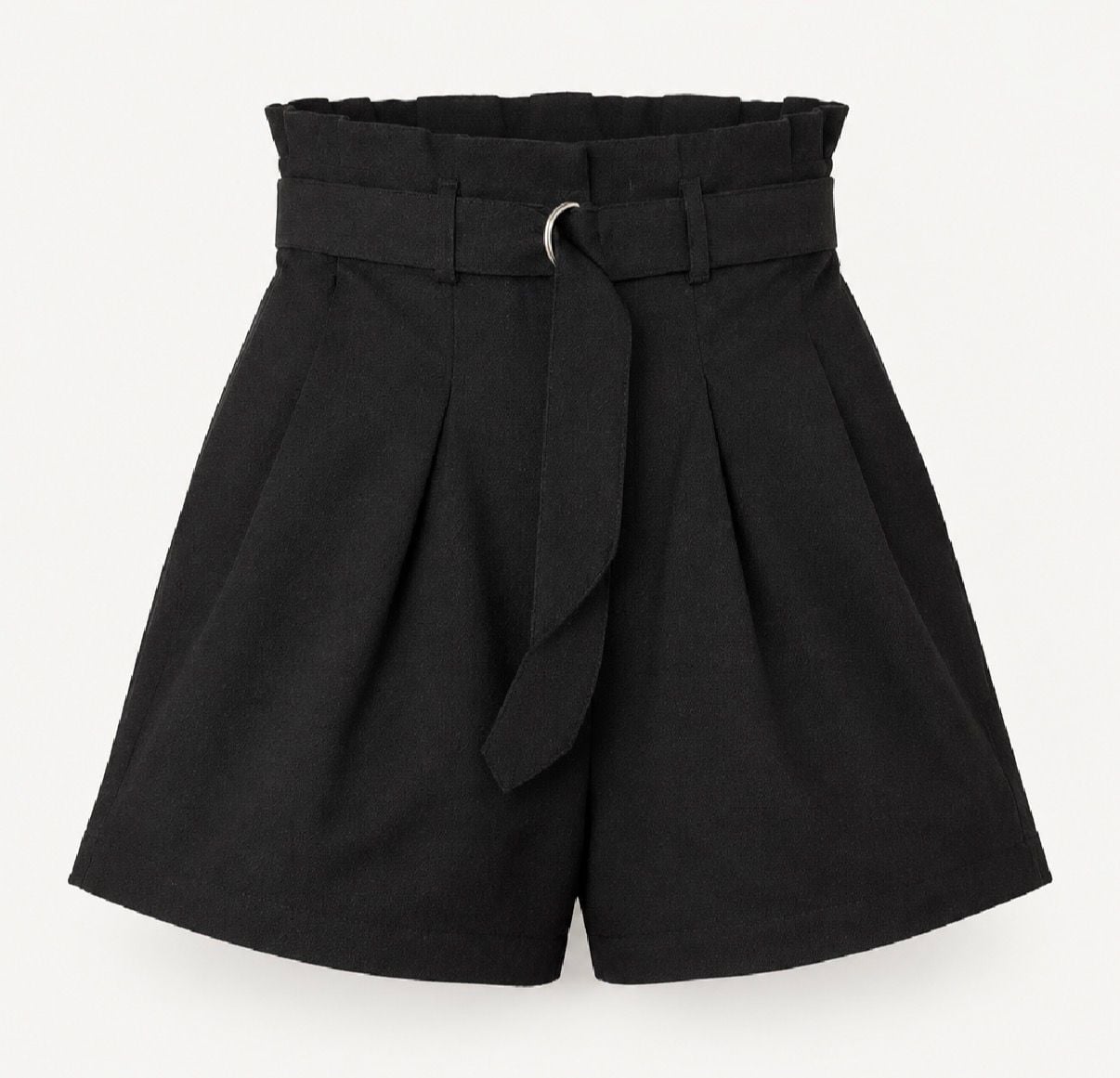 Black High Waist Paperbag Shorts 2