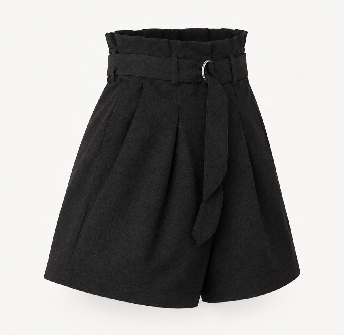 Black High Waist Paperbag Shorts 3