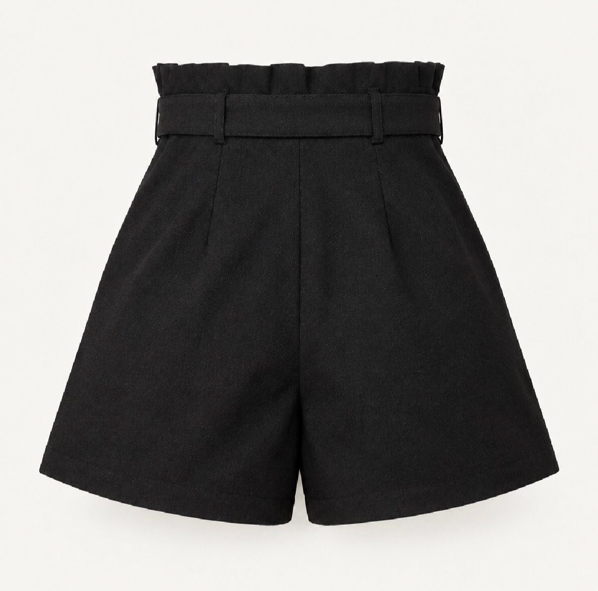 Black High Waist Paperbag Shorts 4