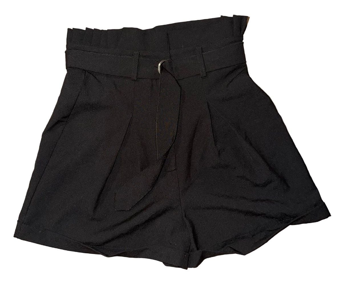 Black High Waist Paperbag Shorts 5