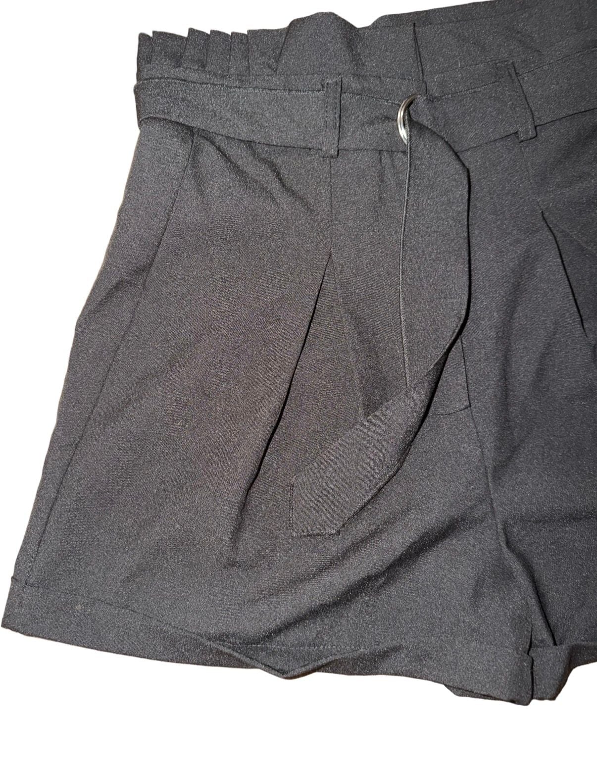 Black High Waist Paperbag Shorts 8